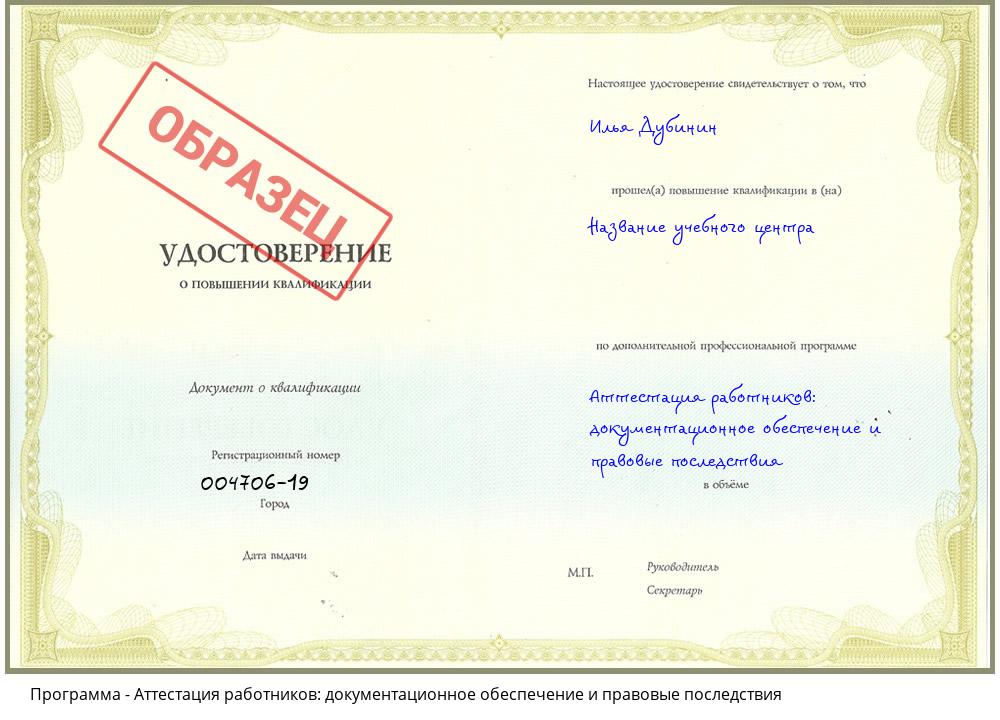 Аттестация работников: документационное обеспечение и правовые последствия Усинск