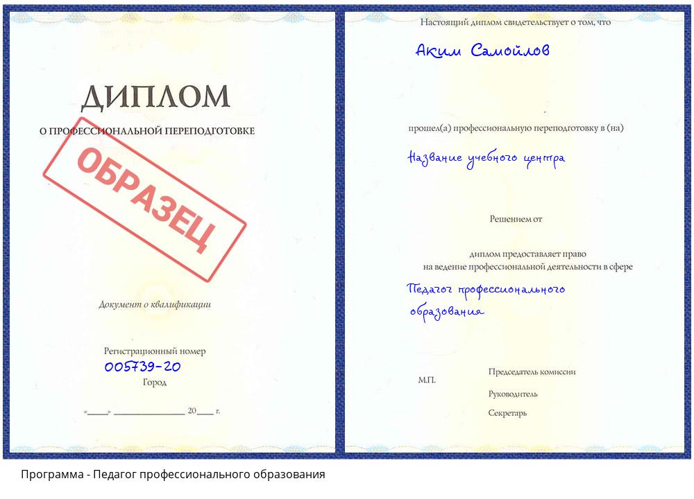 Педагог профессионального образования Усинск